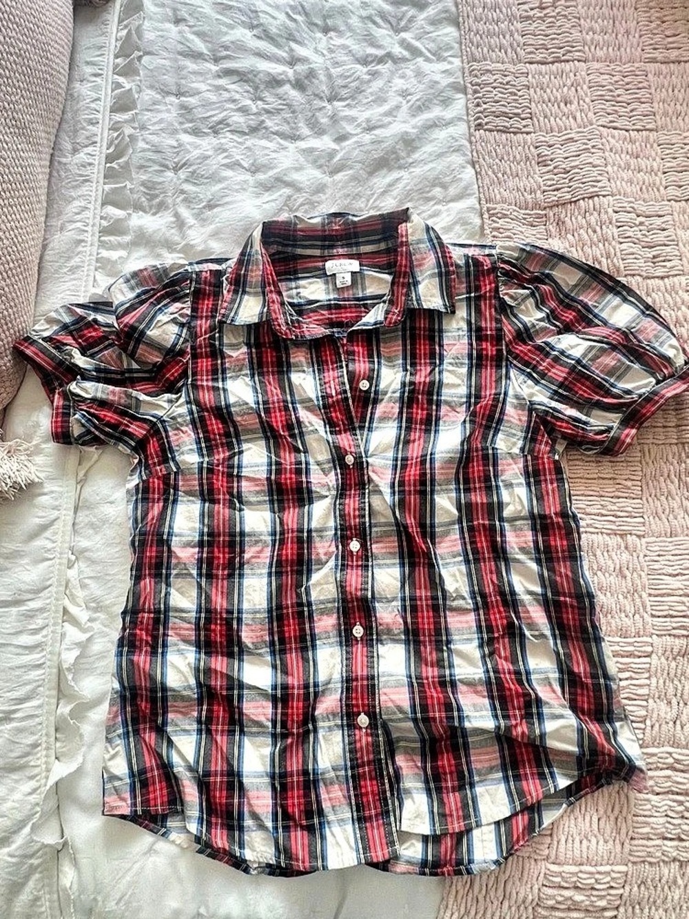 J.Crew Plaid Button Down Shirt Red & Black Size Small